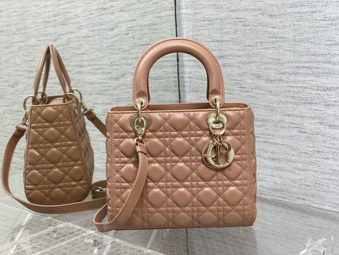 Medium Lady Dior Bag Biscuit Cannage Lambskin